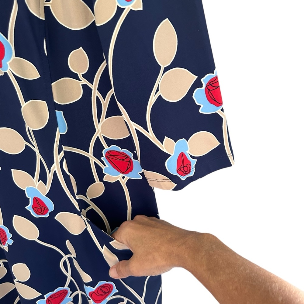 J. McLaughlin Catalyst Dress Saint Germaine Floral Catalina Cloth Navy Size XL - Picture 7 of 11